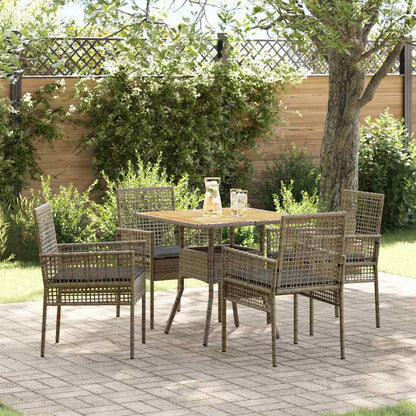 Set da Pranzo per Giardino 5 pcs Grigio polyrattan