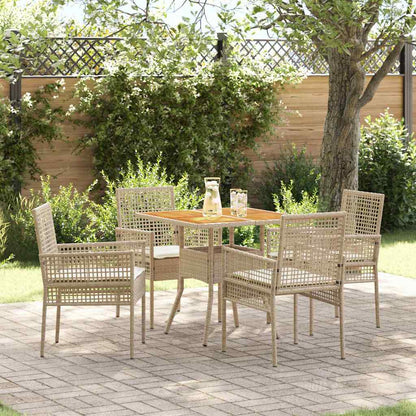 Set da Pranzo per Giardino 5 pcs Beige polyrattan