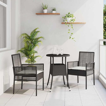 Set da Pranzo per Giardino 3 pcs Nero polyrattan