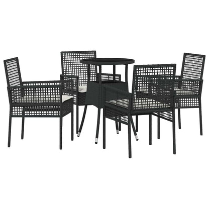 Set da Pranzo per Giardino 5 pcs Nero polyrattan