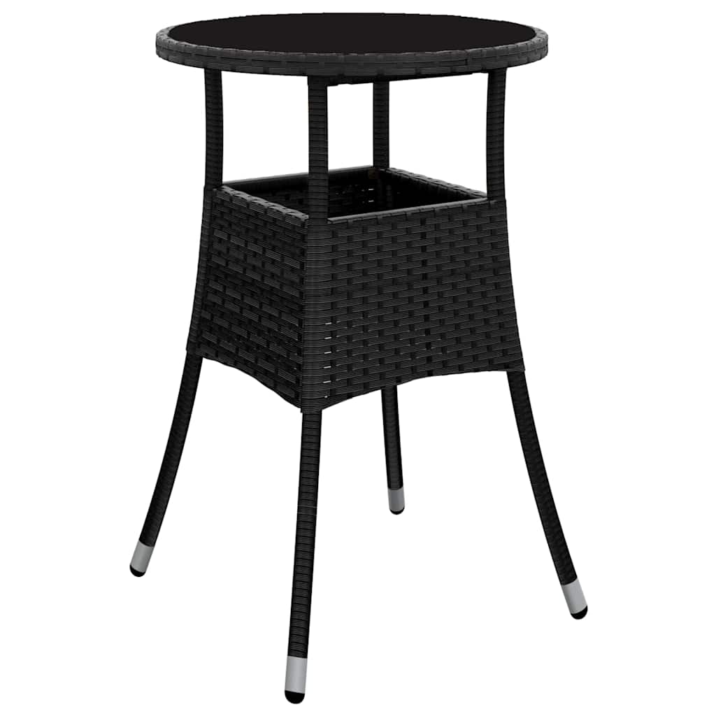 Set da Pranzo per Giardino 5 pcs Nero polyrattan
