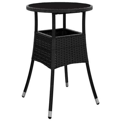 Set da Pranzo per Giardino 5 pcs Nero polyrattan