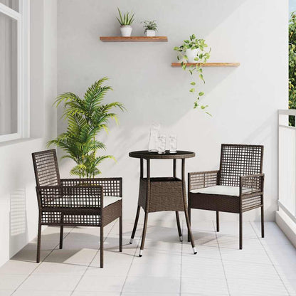 Set da Pranzo per Giardino 3 pcs Marrone polyrattan