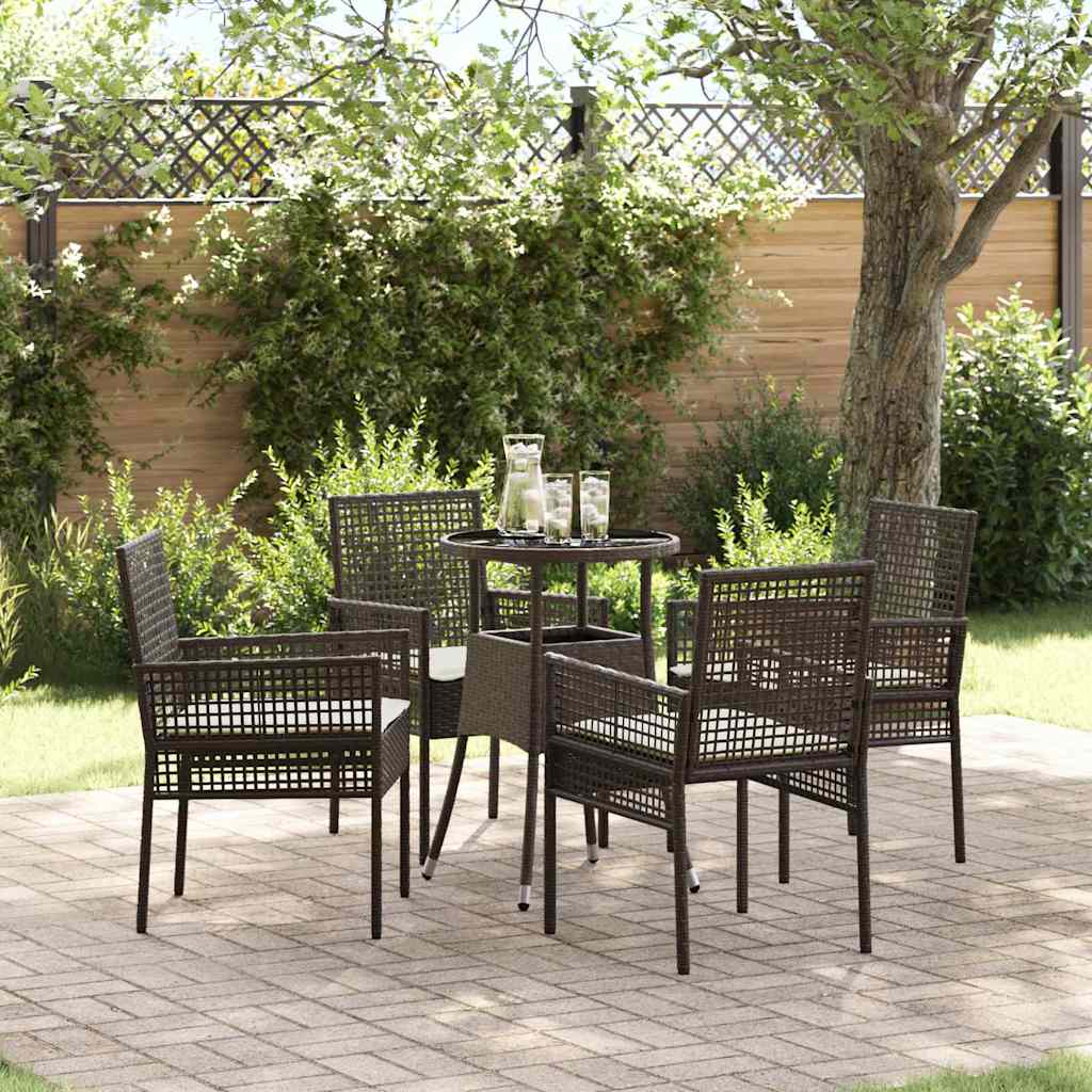 Set da Pranzo per Giardino 5 pcs Marrone polyrattan