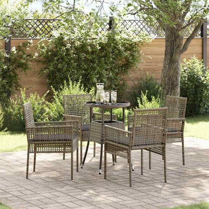 Set da Pranzo per Giardino 5 pcs Grigio polyrattan