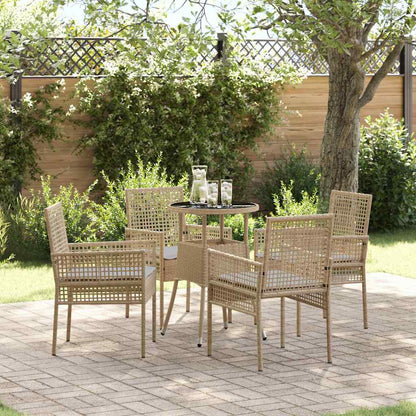 Set da Pranzo per Giardino 5 pcs Beige polyrattan
