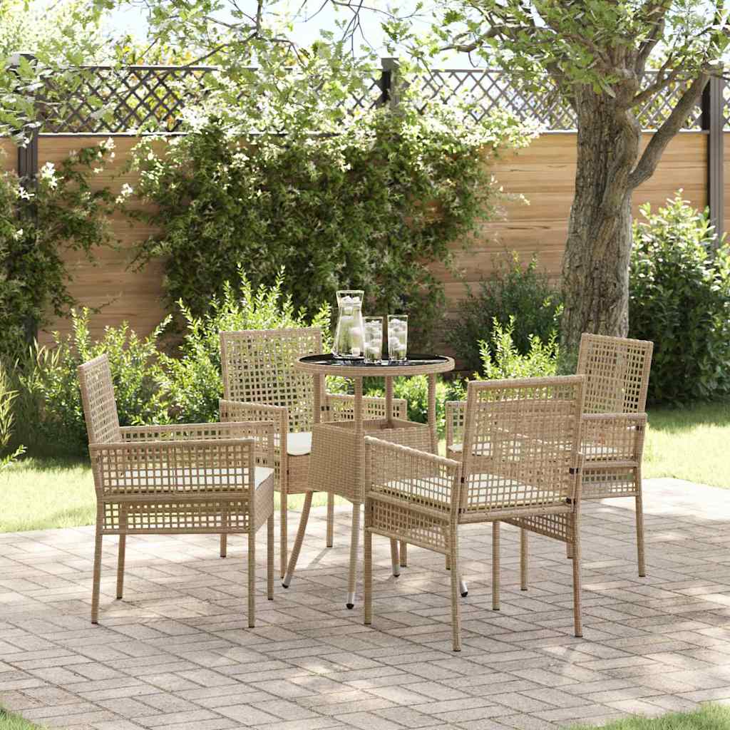 Set da Pranzo per Giardino 5 pcs Beige polyrattan