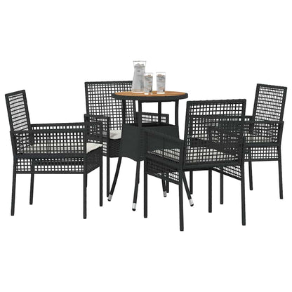 Set da Pranzo per Giardino 5 pcs Nero polyrattan