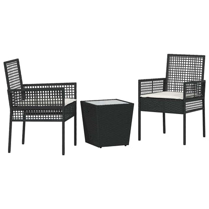 Set Bistro da Giardino 3 pcs Nero polyrattan