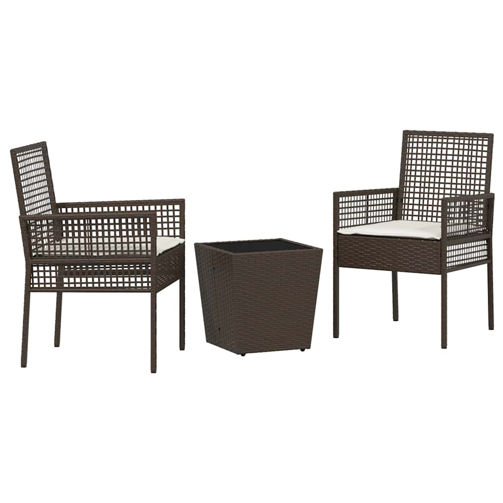 Set Bistro da Giardino 3 pcs Marrone polyrattan