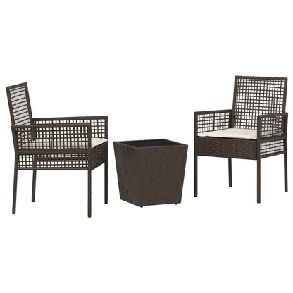 Set Bistro da Giardino 3 pcs Marrone polyrattan