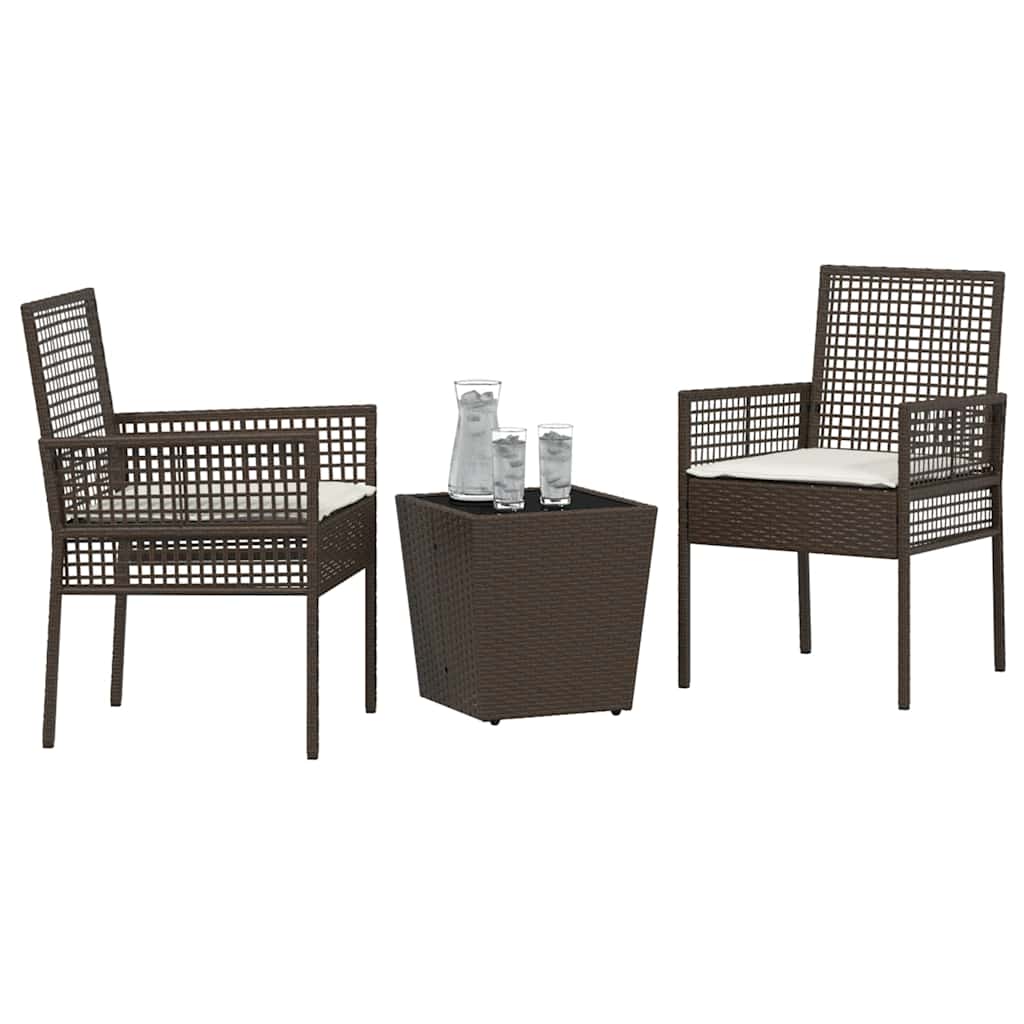 Set Bistro da Giardino 3 pcs Marrone polyrattan