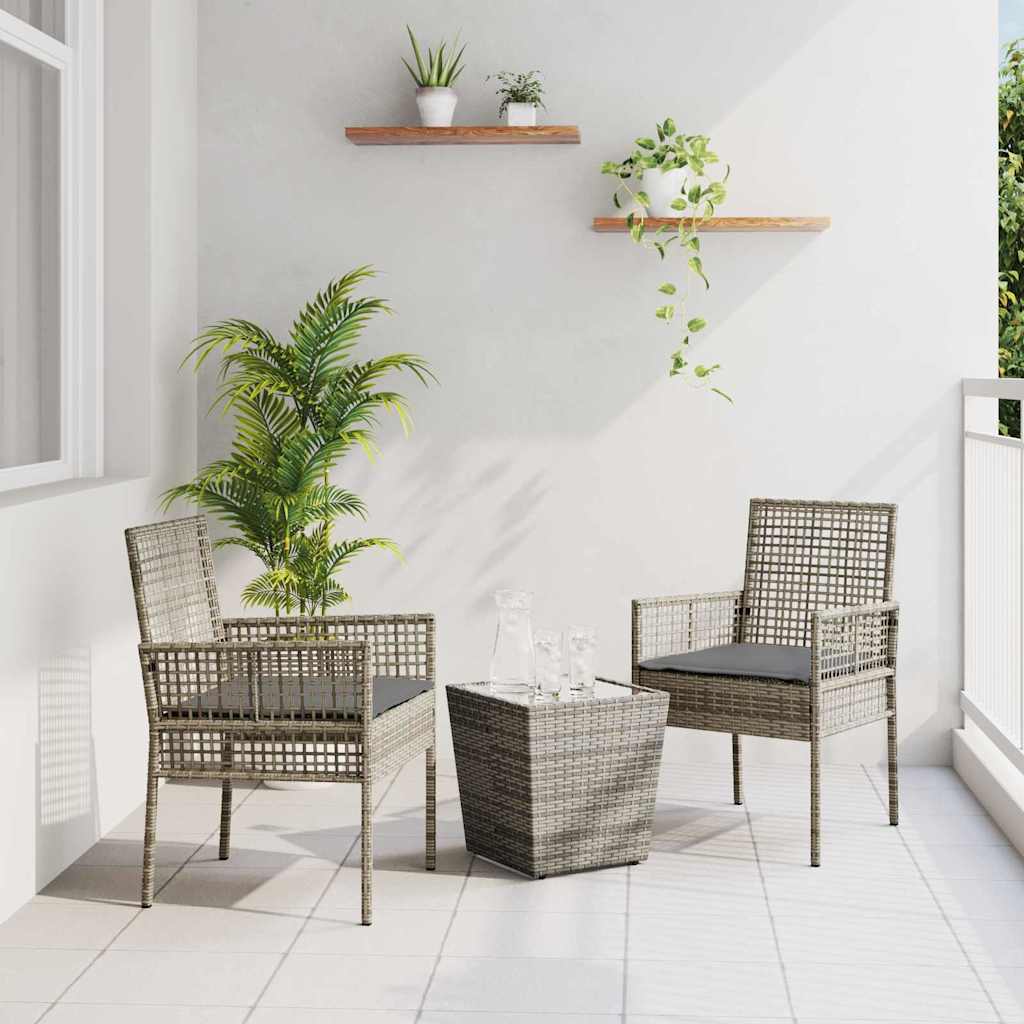 Set Bistro da Giardino 3 pcs Grigio polyrattan