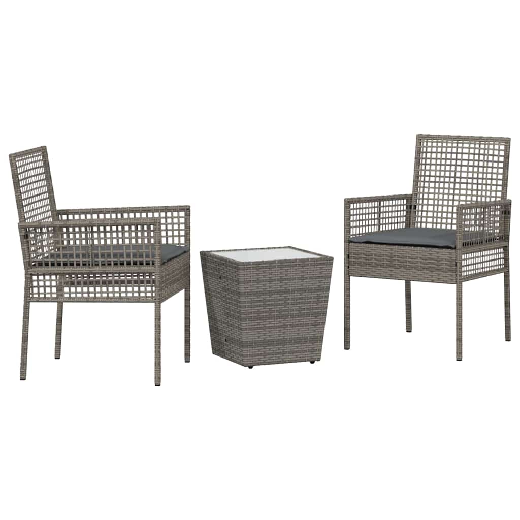 Set Bistro da Giardino 3 pcs Grigio polyrattan