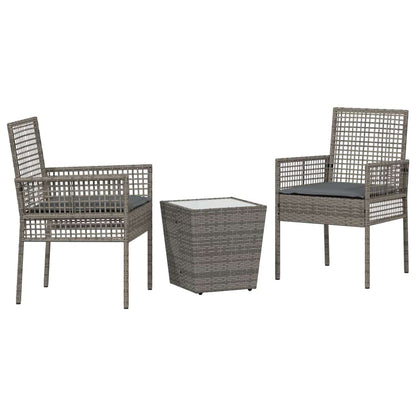 Set Bistro da Giardino 3 pcs Grigio polyrattan