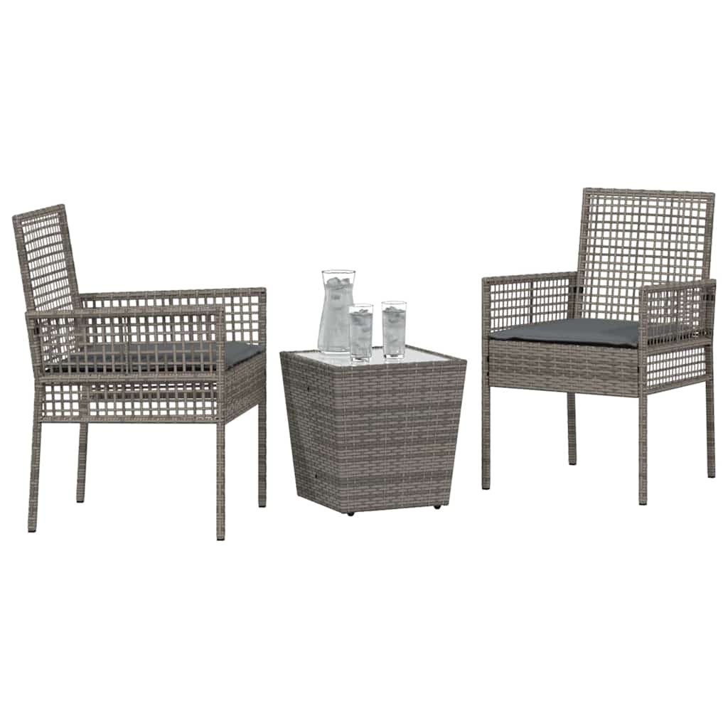 Set Bistro da Giardino 3 pcs Grigio polyrattan