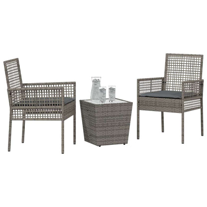 Set Bistro da Giardino 3 pcs Grigio polyrattan