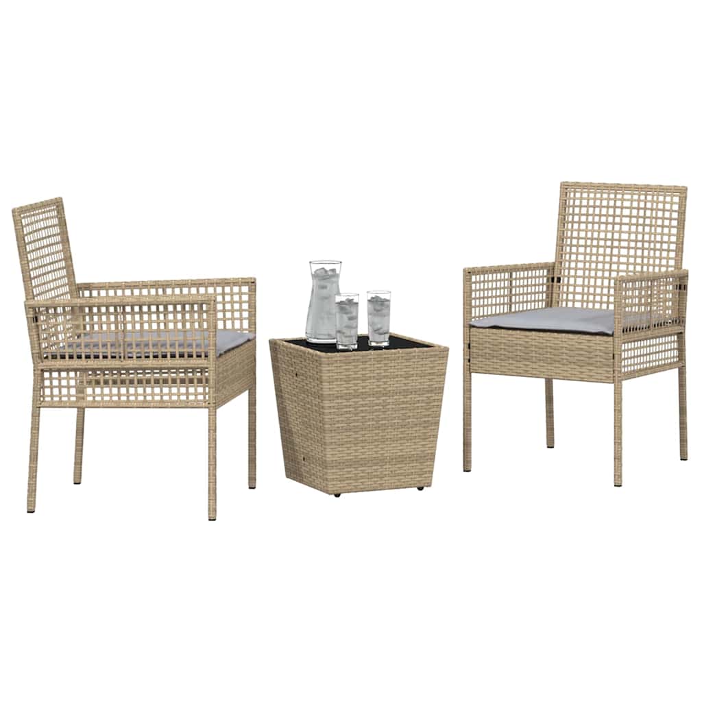 Set Bistro da Giardino 3 pcs Beige polyrattan