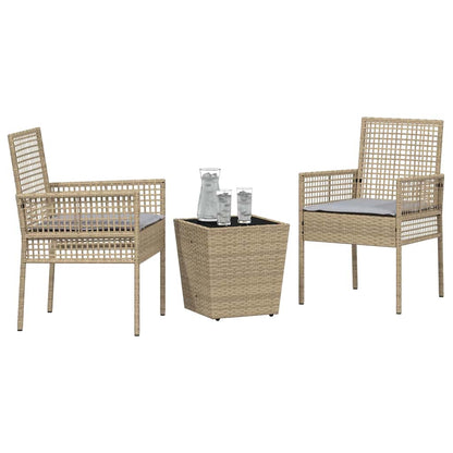 Set Bistro da Giardino 3 pcs Beige polyrattan