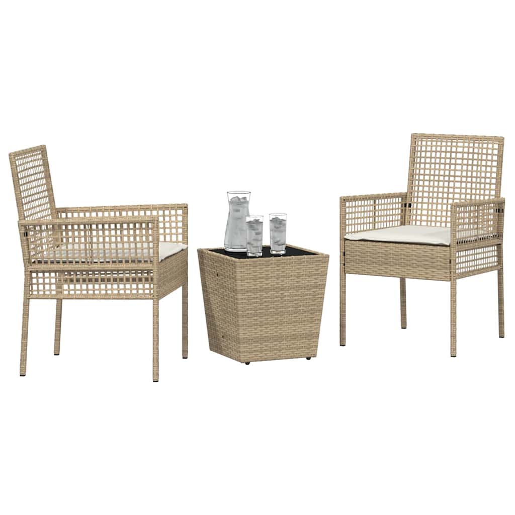 Set Bistro da Giardino 3 pcs Beige polyrattan