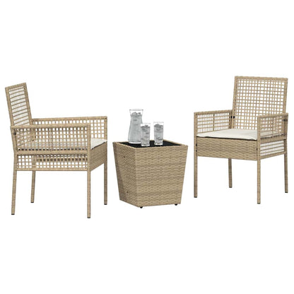 Set Bistro da Giardino 3 pcs Beige polyrattan