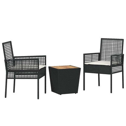 Set Bistro da Giardino 3 pcs Nero polyrattan