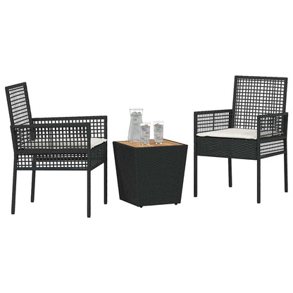 Set Bistro da Giardino 3 pcs Nero polyrattan