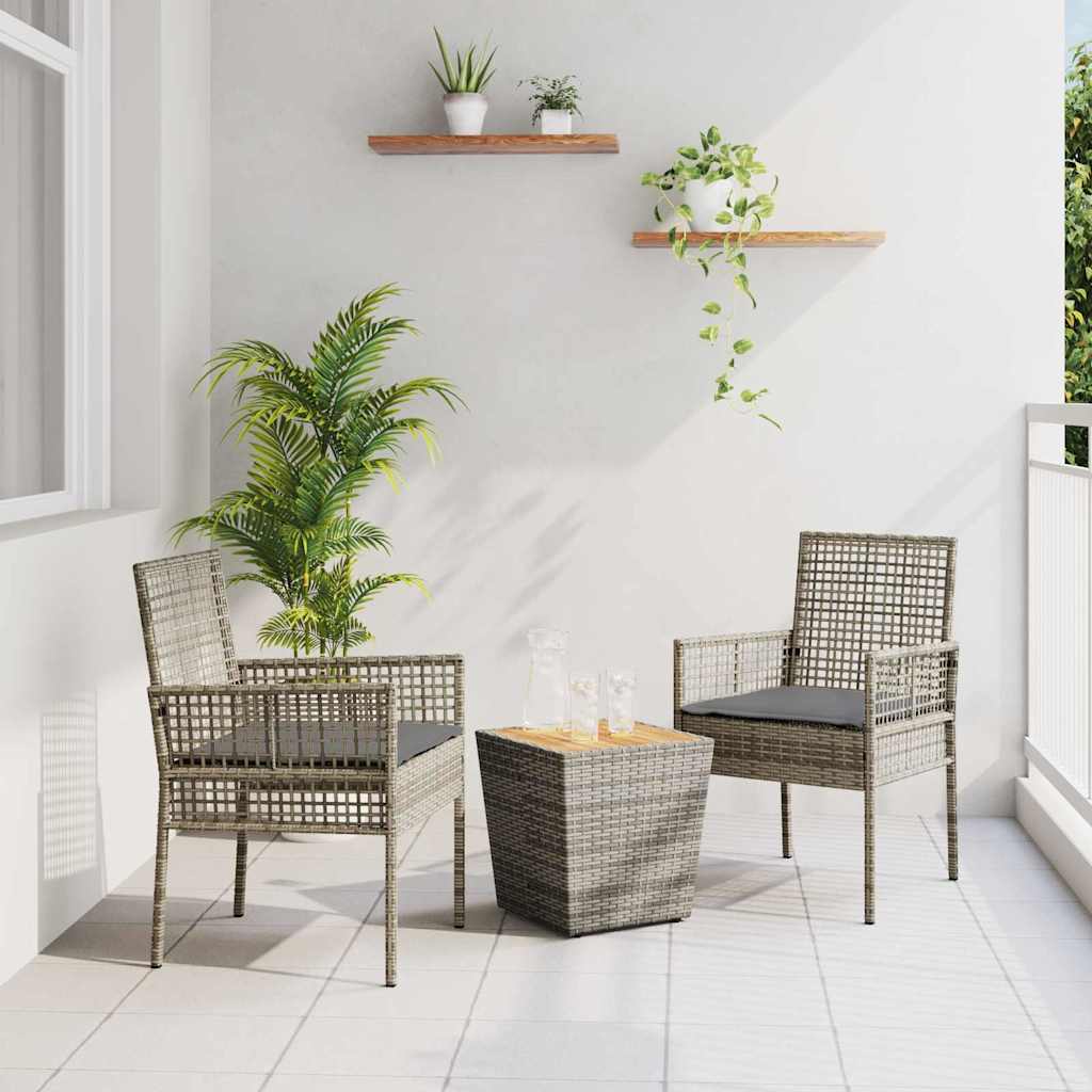 Set Bistro da Giardino 3 pcs Grigio polyrattan