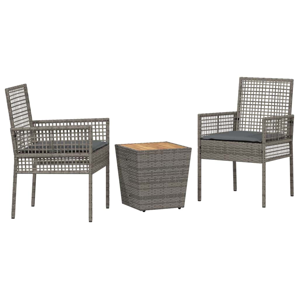 Set Bistro da Giardino 3 pcs Grigio polyrattan