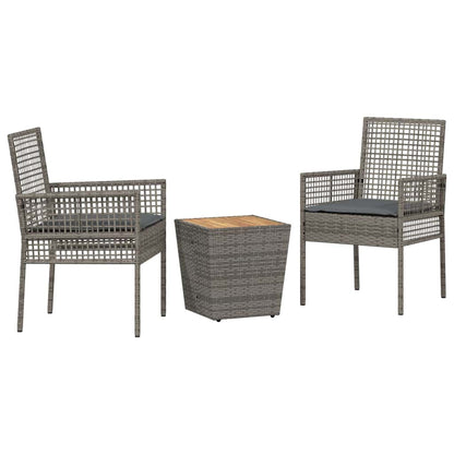 Set Bistro da Giardino 3 pcs Grigio polyrattan