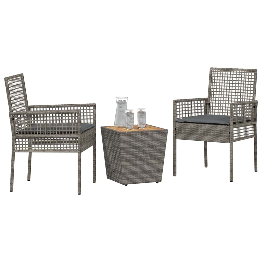 Set Bistro da Giardino 3 pcs Grigio polyrattan