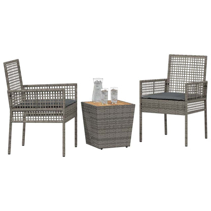 Set Bistro da Giardino 3 pcs Grigio polyrattan