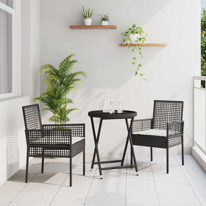 Set Bistro da Giardino 3 pcs Nero polyrattan