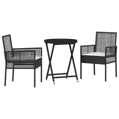 Set Bistro da Giardino 3 pcs Nero polyrattan