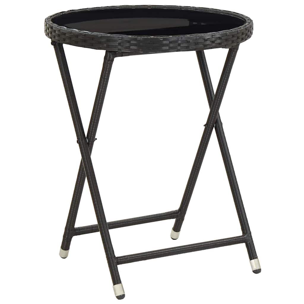 Set Bistro da Giardino 3 pcs Nero polyrattan