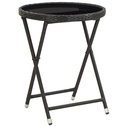 Set Bistro da Giardino 3 pcs Nero polyrattan