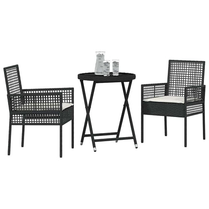 Set Bistro da Giardino 3 pcs Nero polyrattan