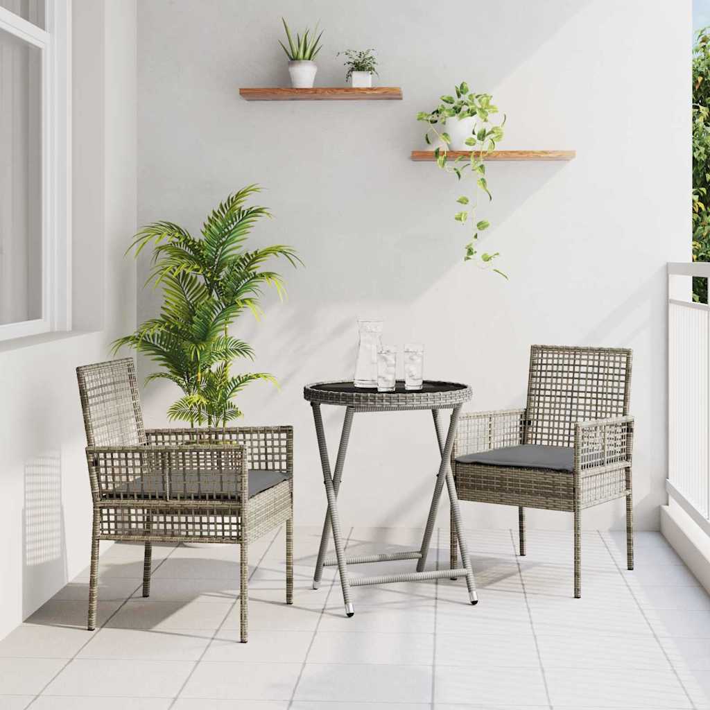 Set Bistro da Giardino 3 pcs Grigio polyrattan