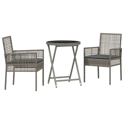 Set Bistro da Giardino 3 pcs Grigio polyrattan