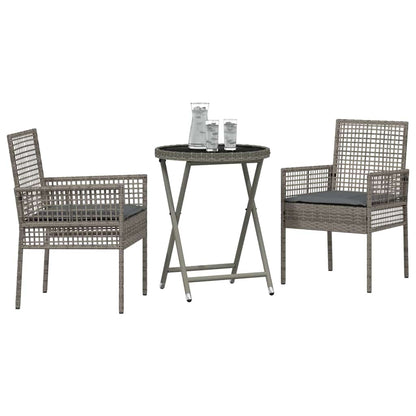 Set Bistro da Giardino 3 pcs Grigio polyrattan