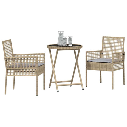 Set Bistro da Giardino 3 pcs Beige polyrattan