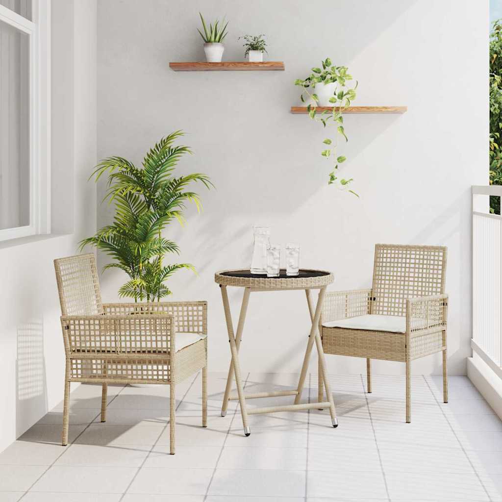 Set Bistro da Giardino 3 pcs Beige polyrattan