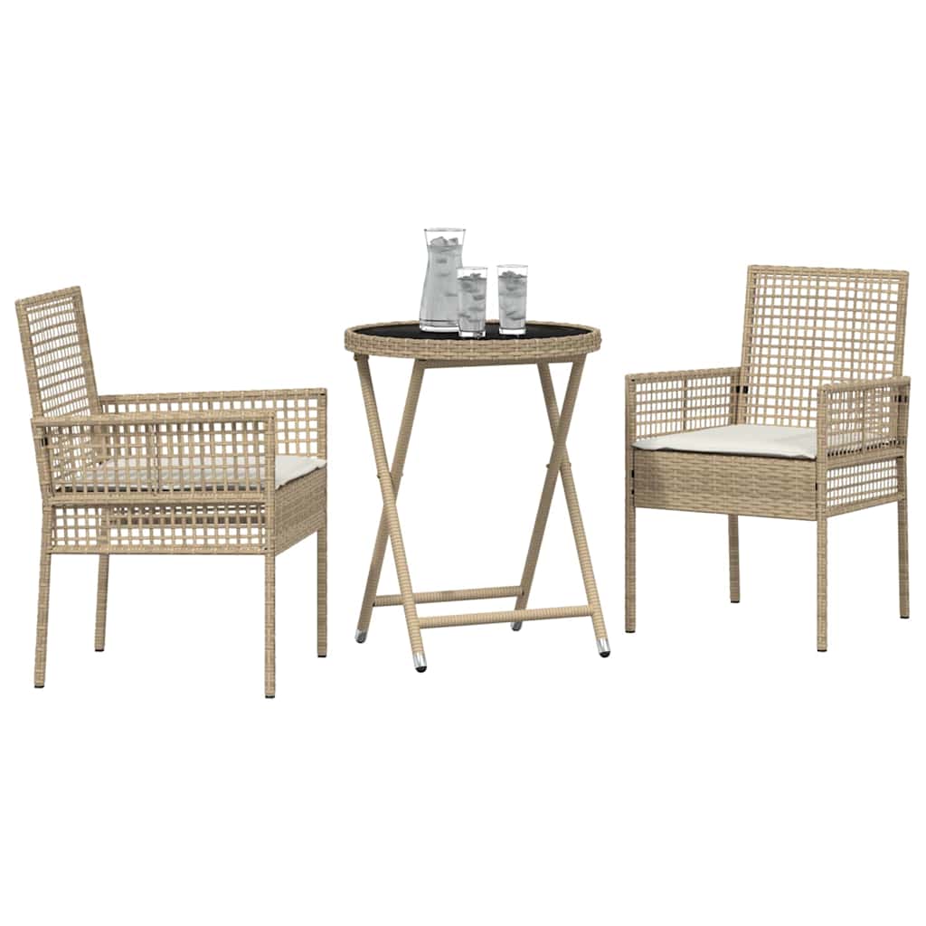 Set Bistro da Giardino 3 pcs Beige polyrattan
