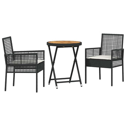 Set Bistro da Giardino 3 pcs Nero polyrattan