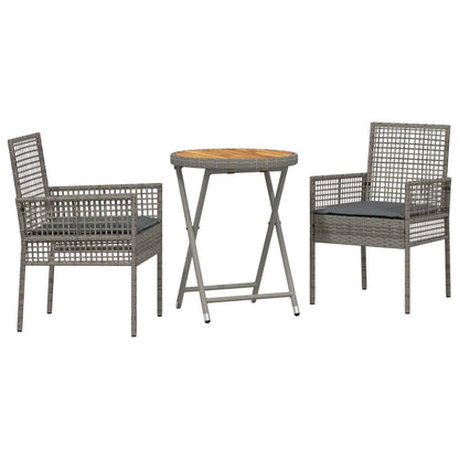Set Bistro da Giardino 3 pcs Grigio polyrattan