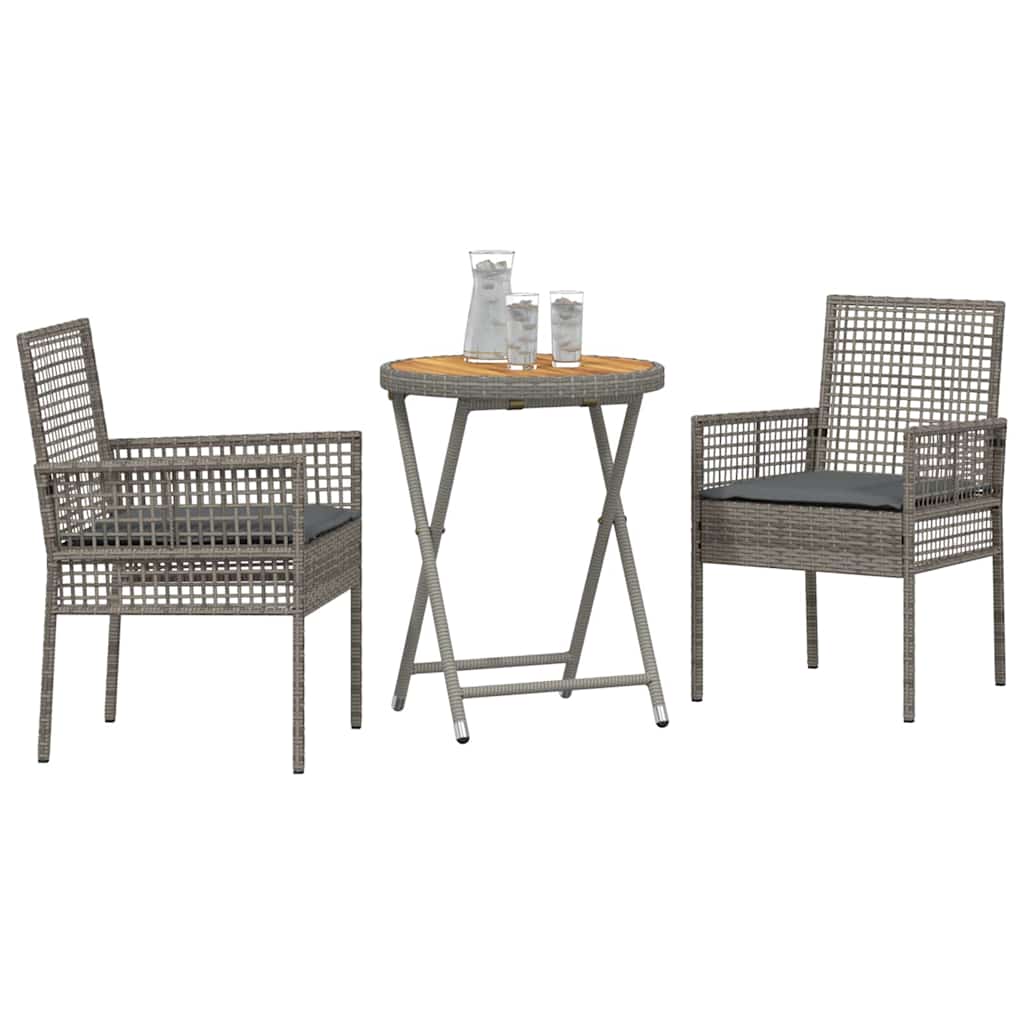 Set Bistro da Giardino 3 pcs Grigio polyrattan