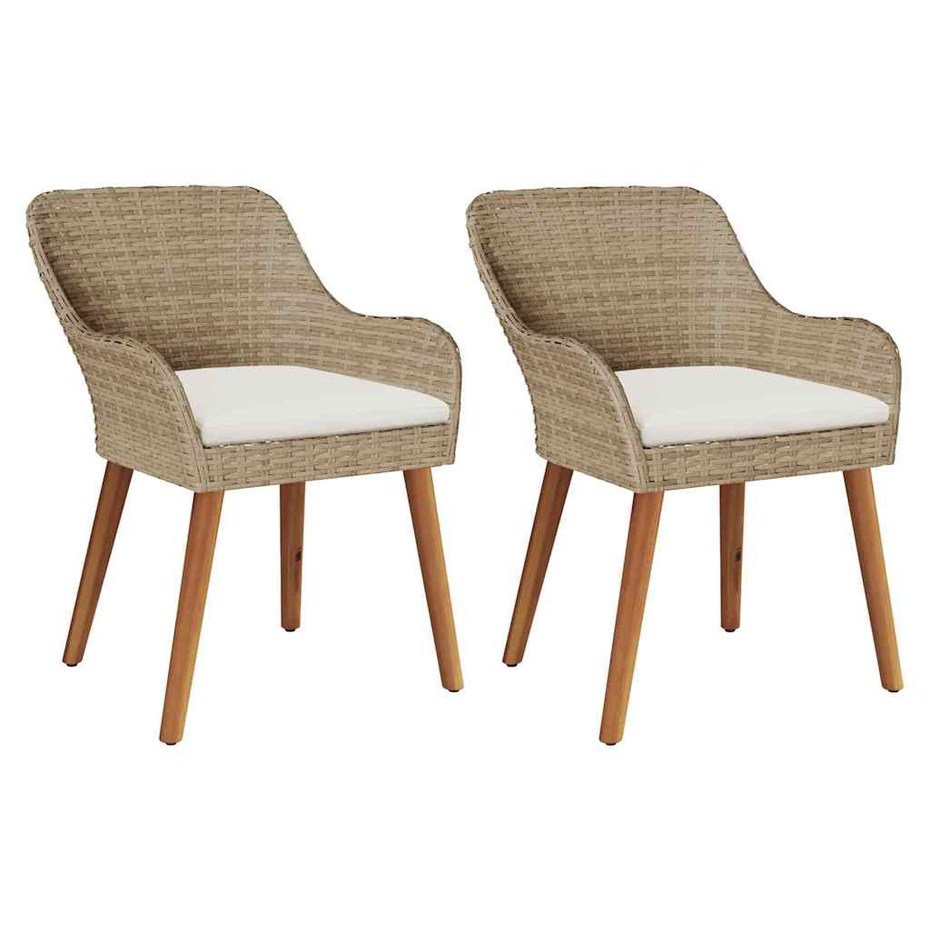Sedia da Giardino 2 pcs Beige 62,5 x 55 x 82 cm polyrattan