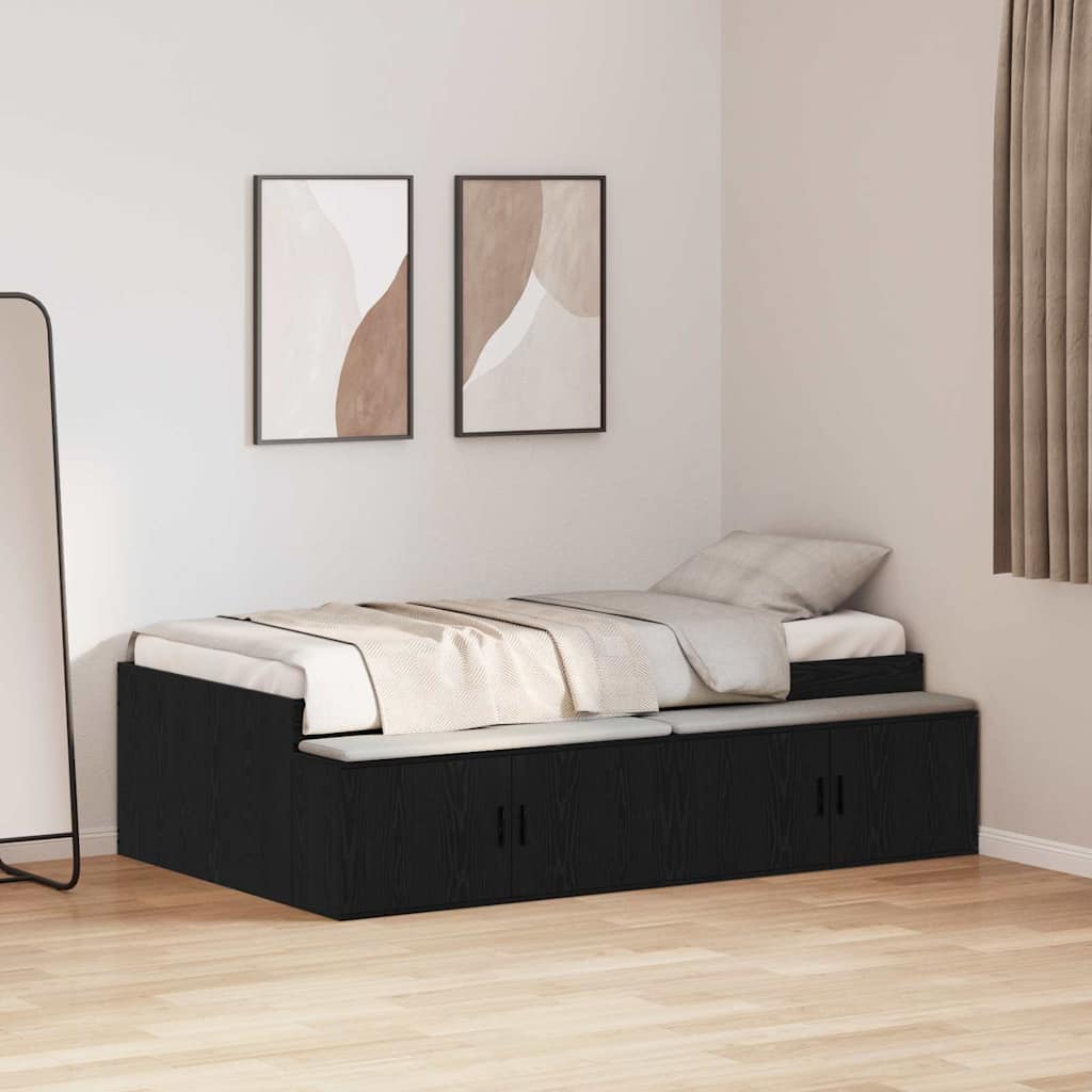 Struttura del letto Rovere Nero 90 x 200 cm Legno multistrato