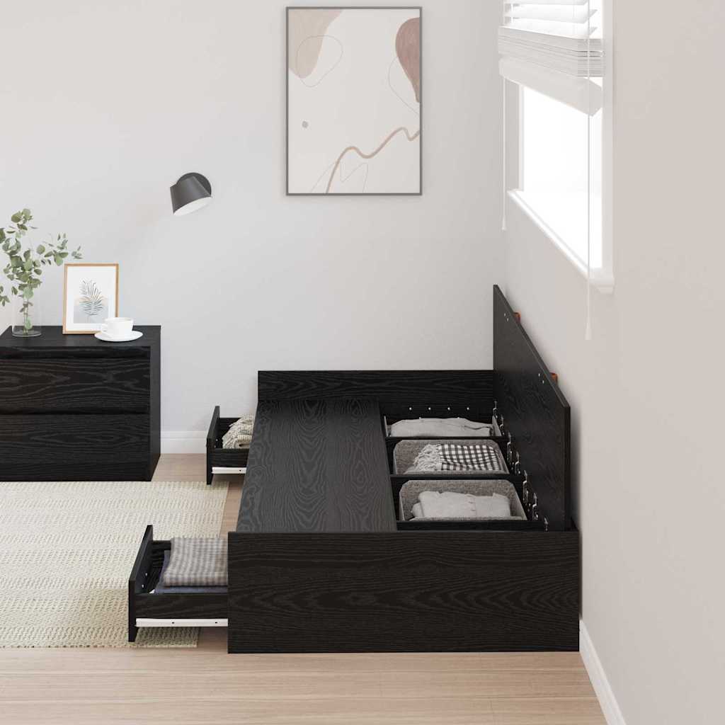 Struttura del letto Rovere Nero 98.5 x 200 cm Legno multistrato