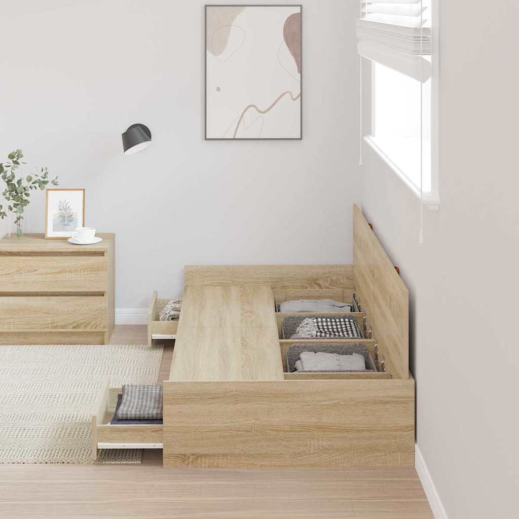 Struttura del letto Rovere Sonoma 90 x 200 cm Legno multistrato